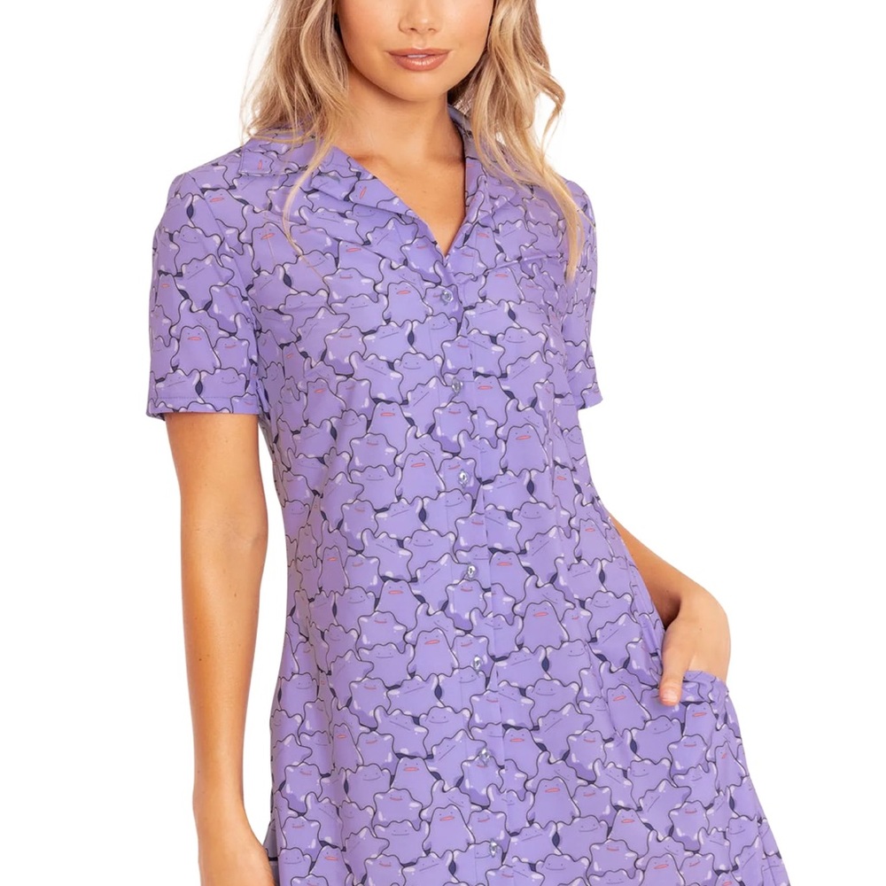 Blackmilk Ditto Pile Short Sleeve Button Up Dress Size MEDIUM
